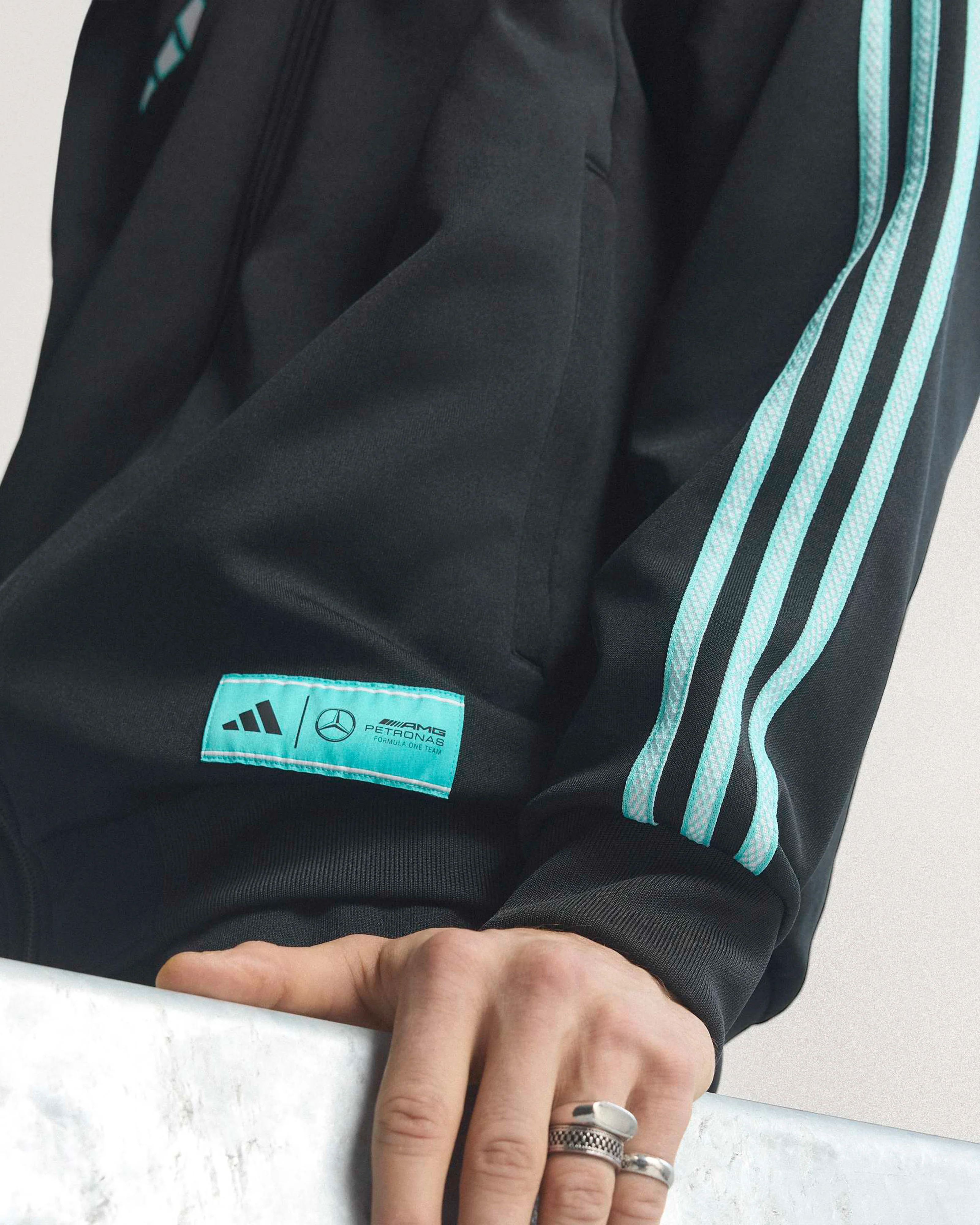 Mens Las Vegas Track Top Black/Teal - Image 6