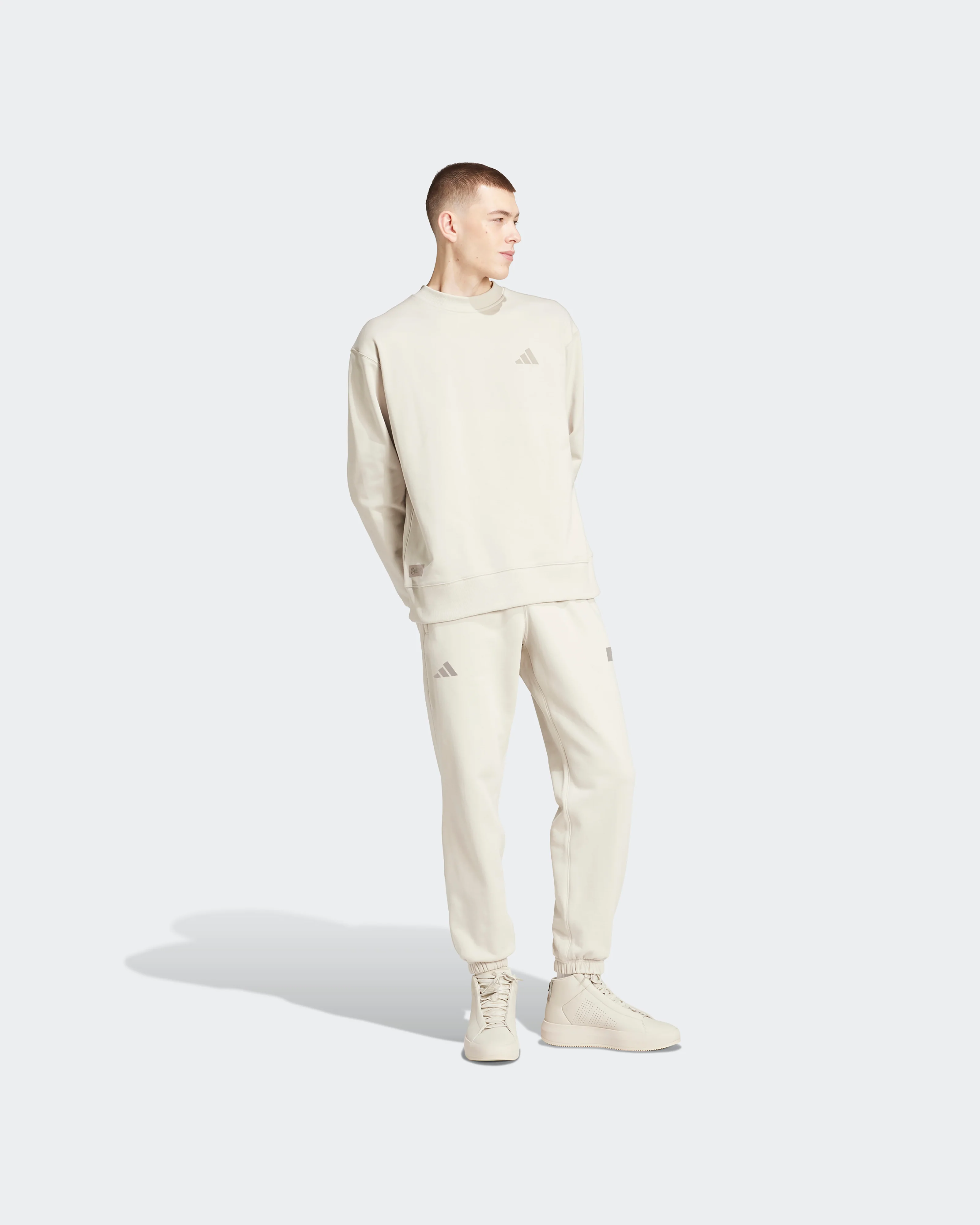 Mens Premium Sweat Joggers Beige - Image 3