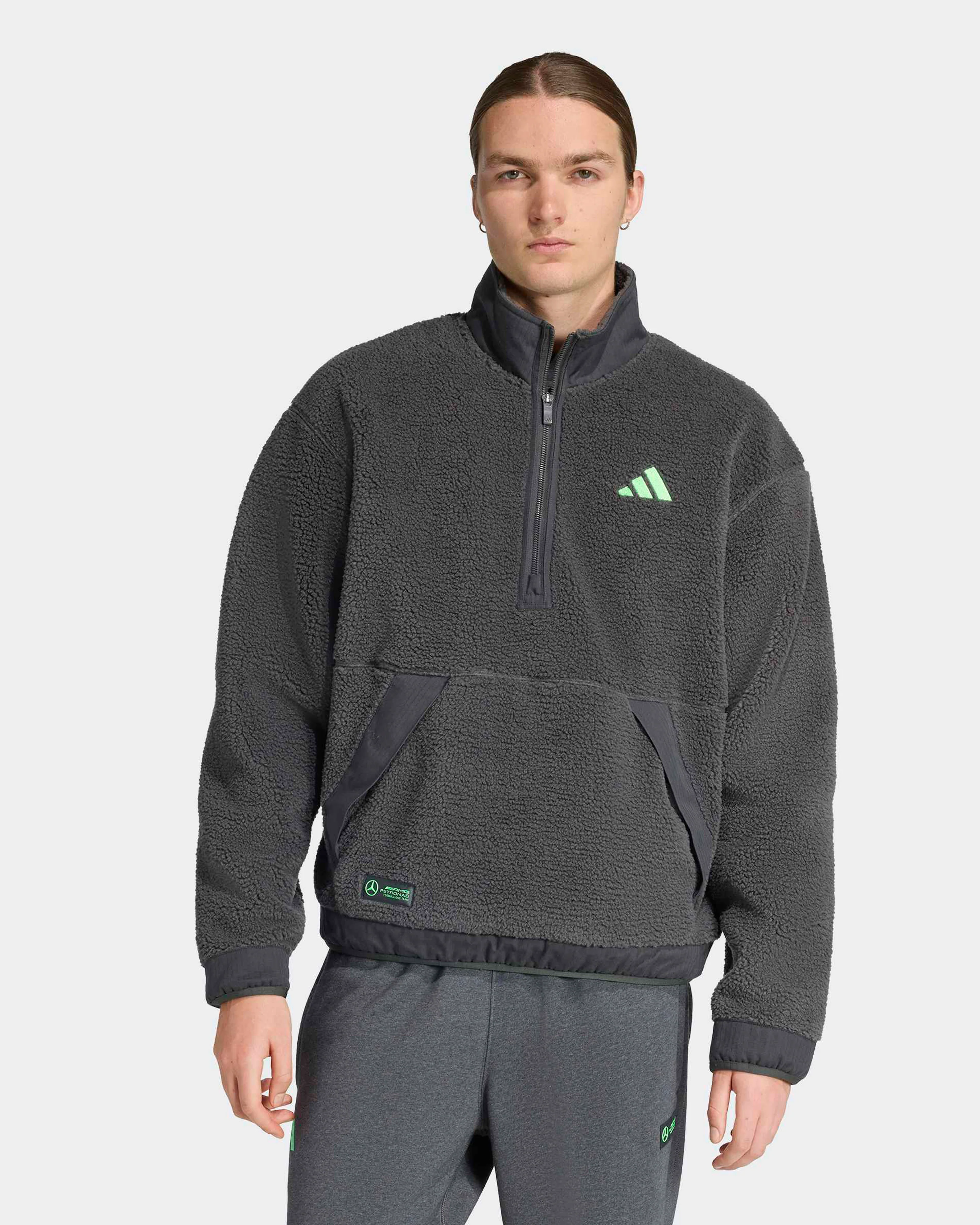 Mens Premium Sweat Quarter Zip Fleece Grey