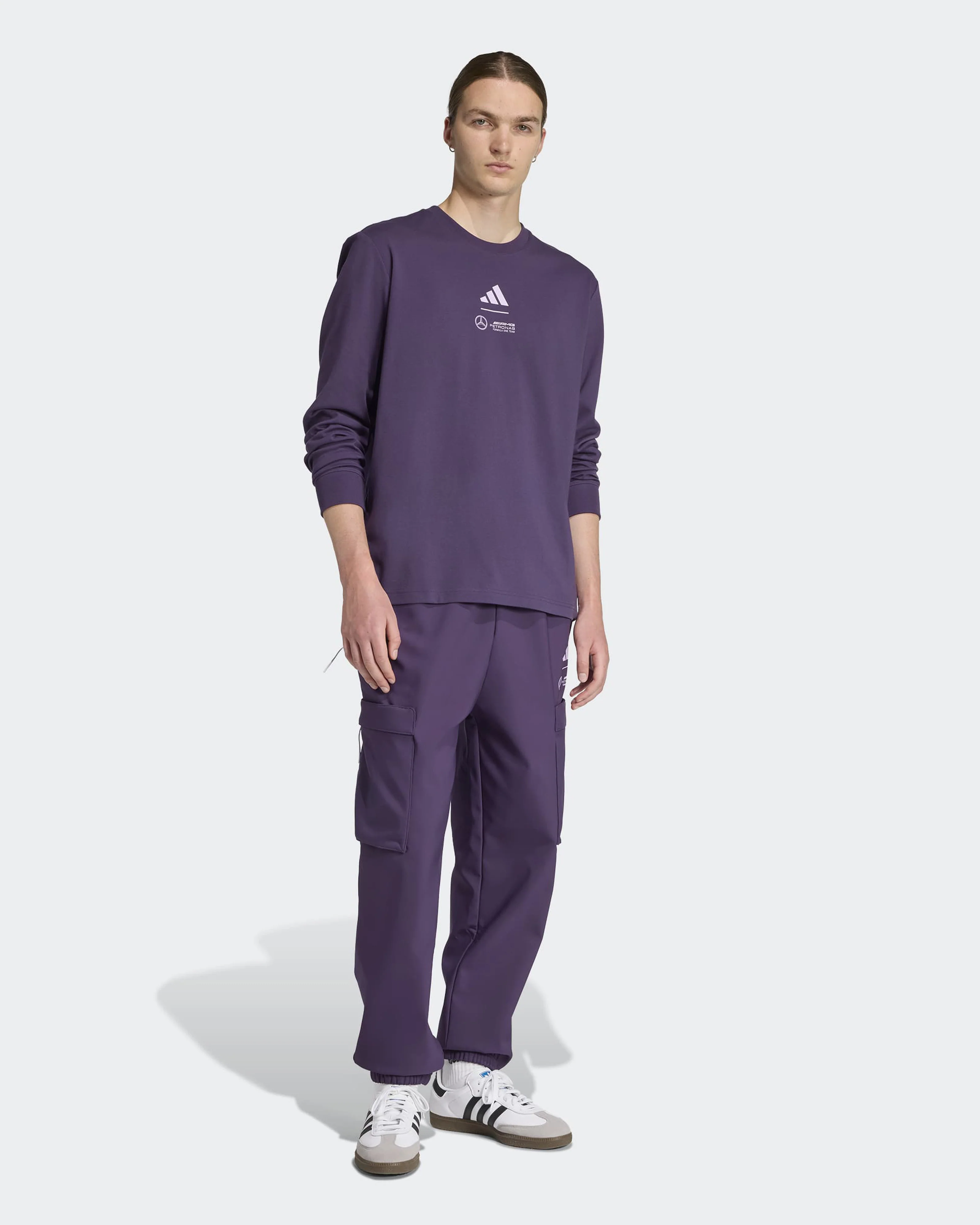 Mens Premium Woven Long Sleeve T-shirt Dark Purple - Image 3