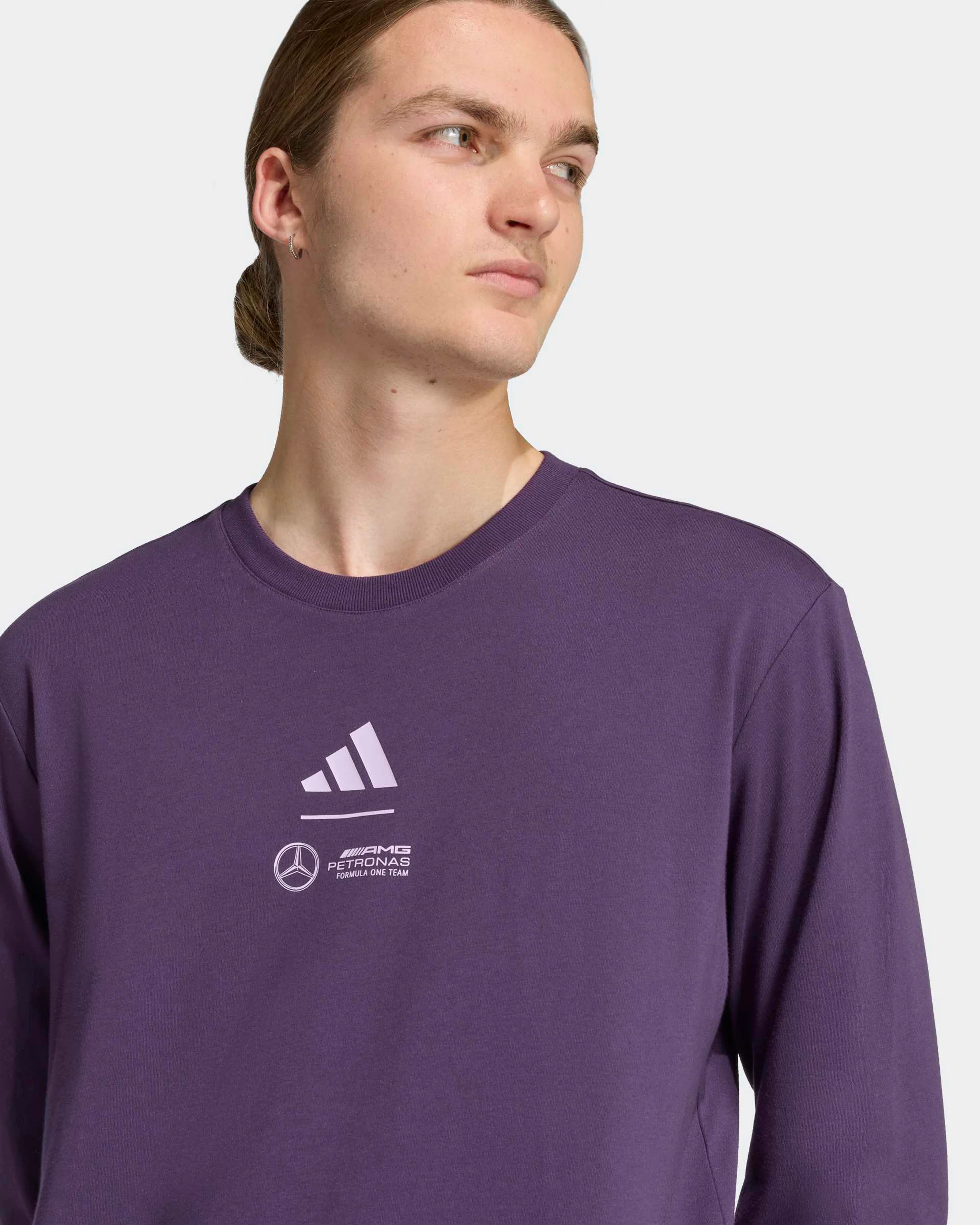Mens Premium Woven Long Sleeve T-shirt Dark Purple - Image 4