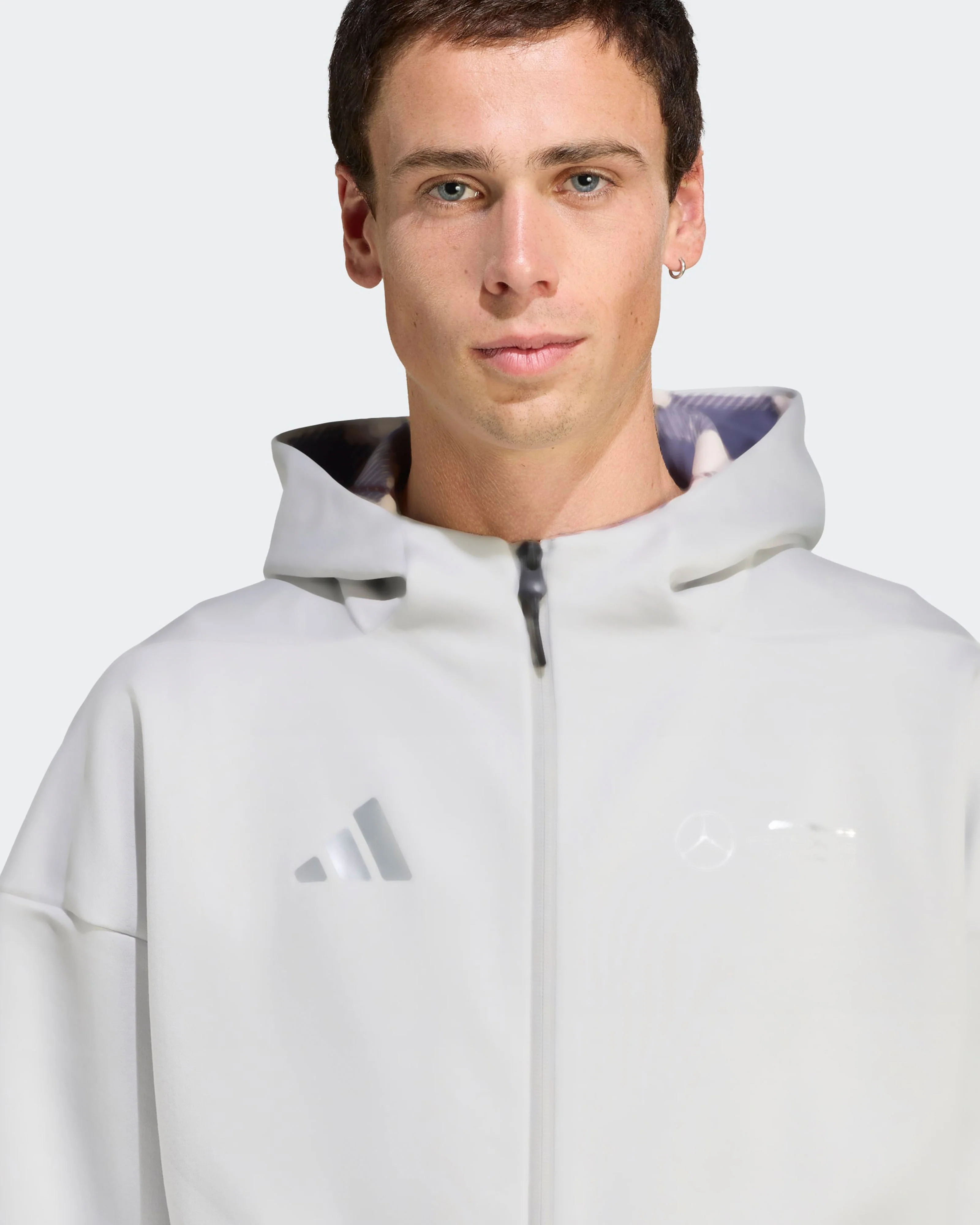 Mens Silver Arrows Full-Zip Hoody Grey - Image 5