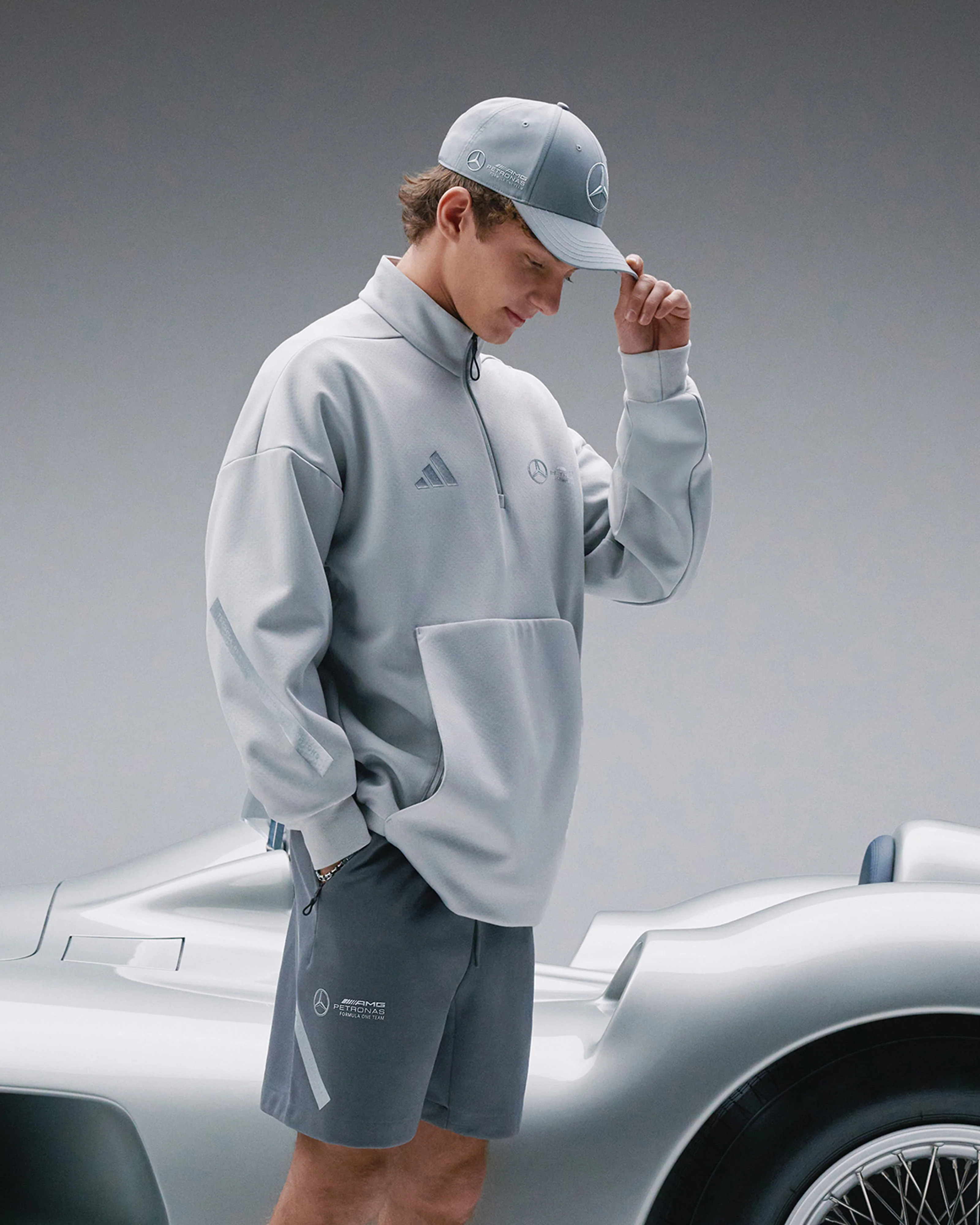 Mens Silver Arrows Quarter Zip Grey - Image 2