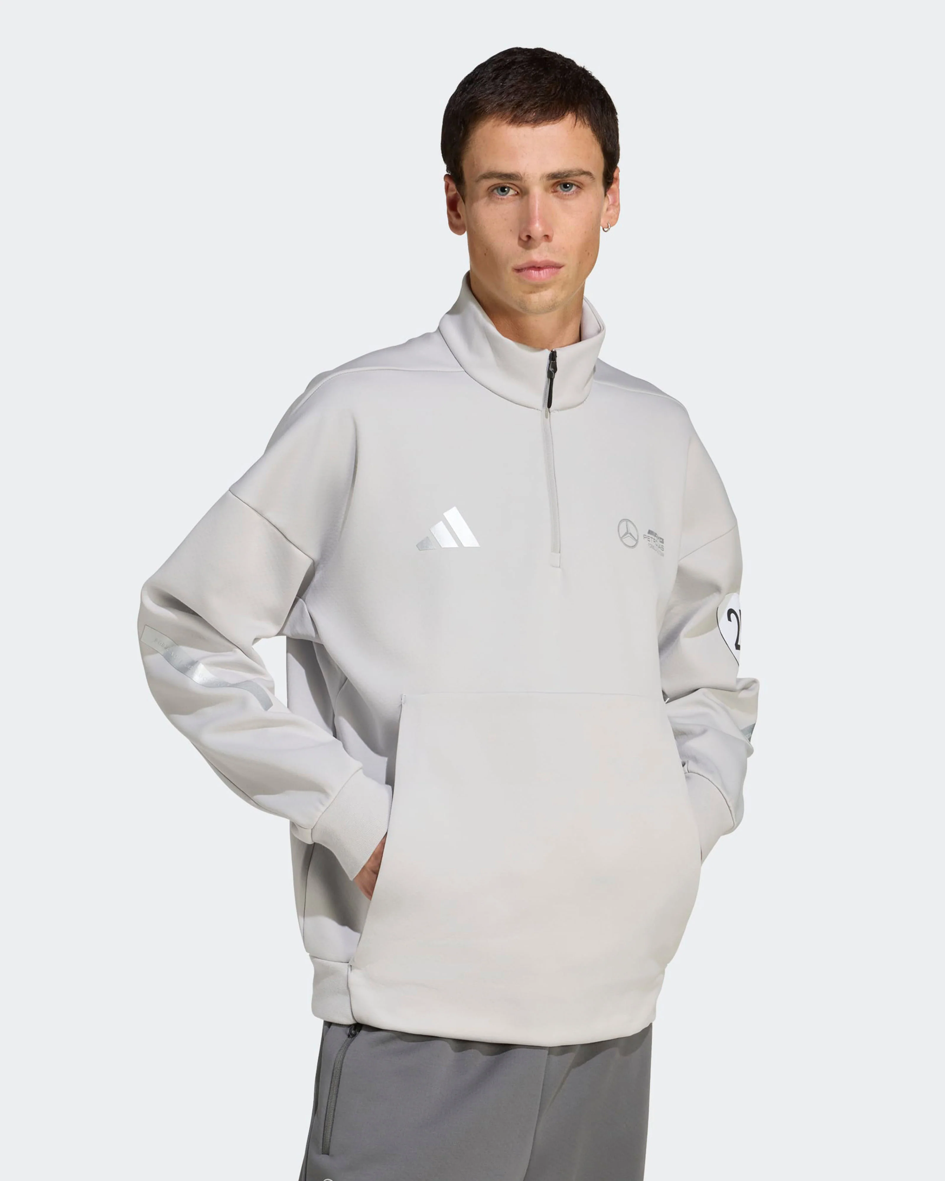 Mens Silver Arrows Quarter Zip Grey - Image 8