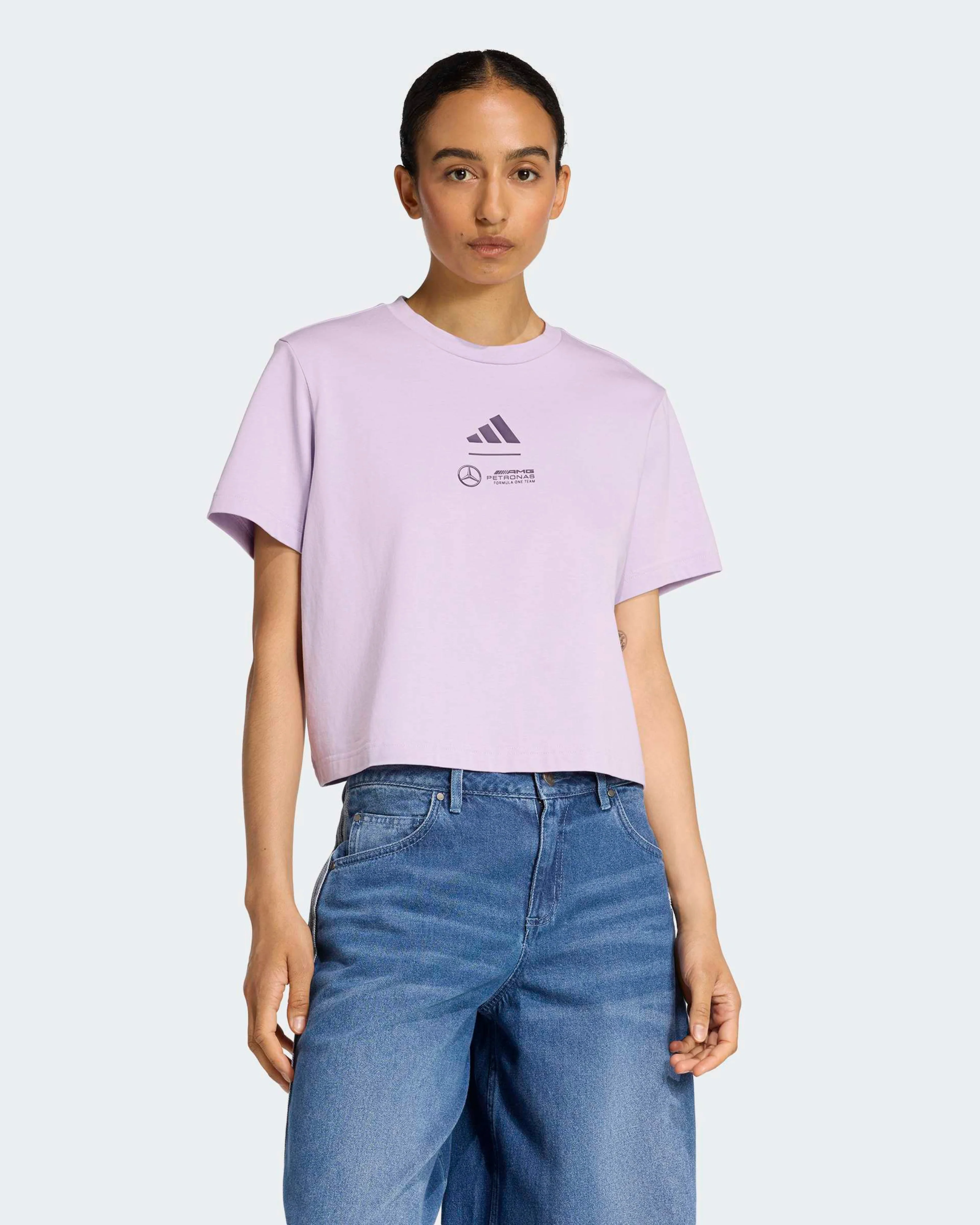 Womens Premium Woven Crop T-shirt Purple - Image 2