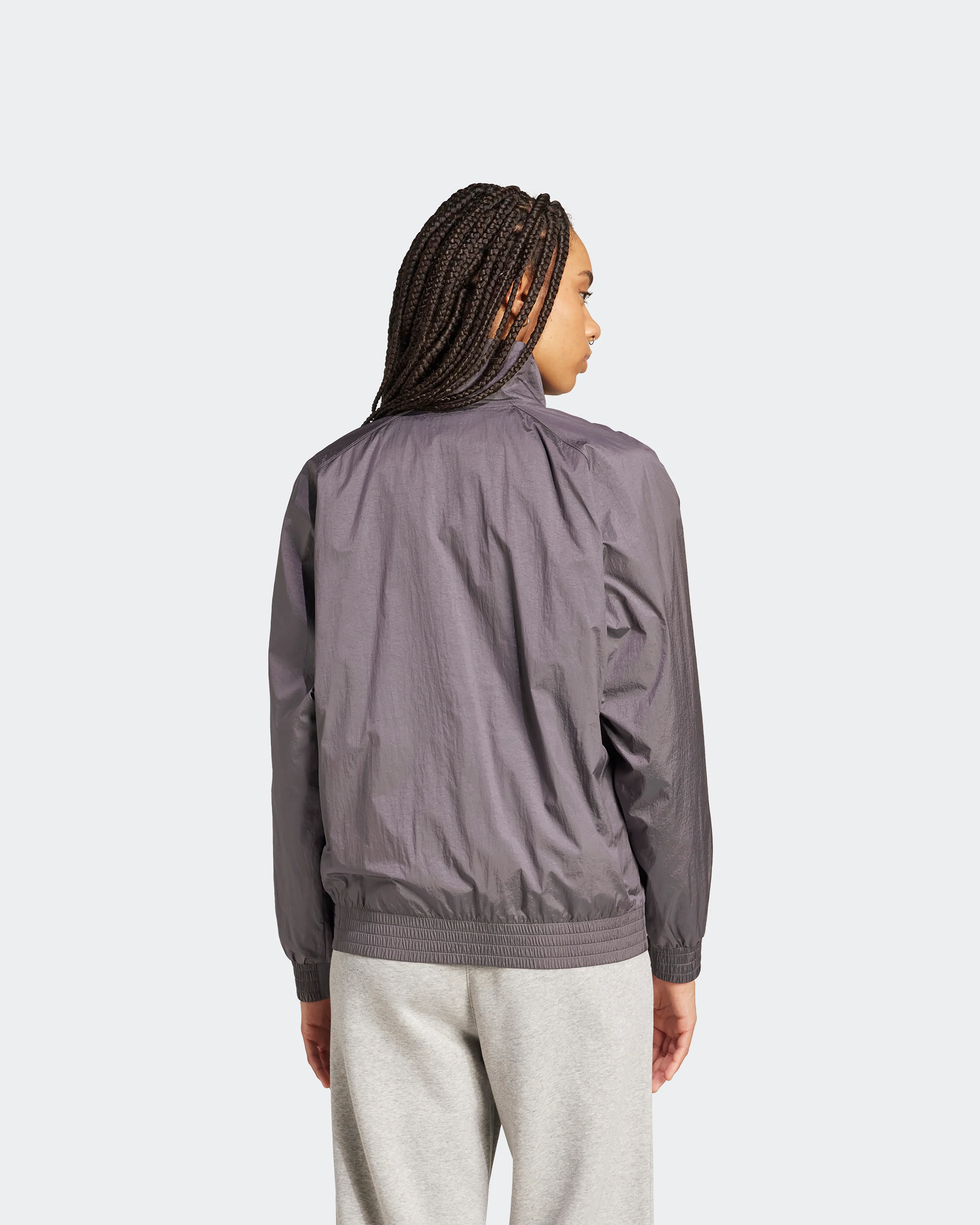 Womens Premium Woven Track Top Grey - Image 3