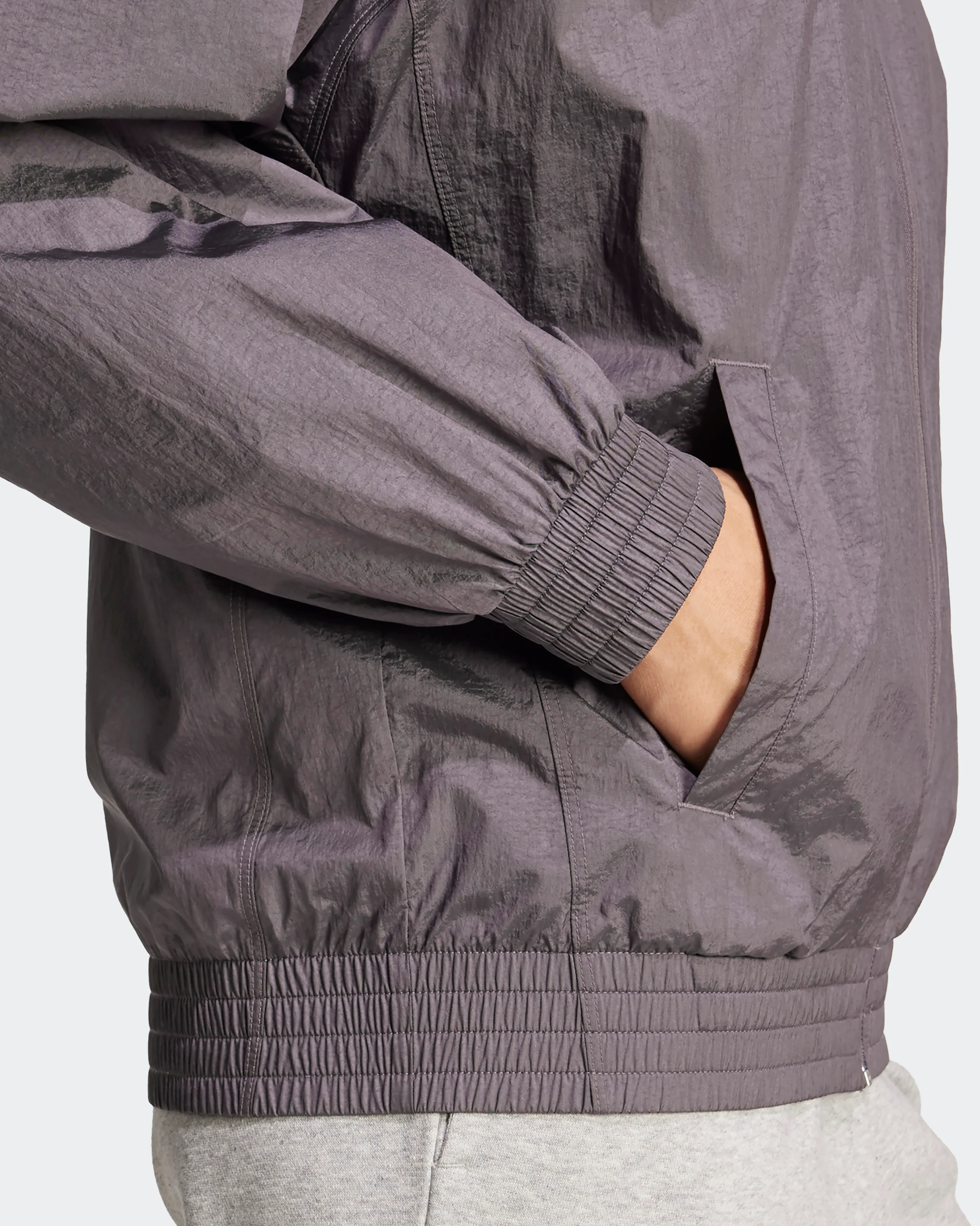 Womens Premium Woven Track Top Grey - Image 5