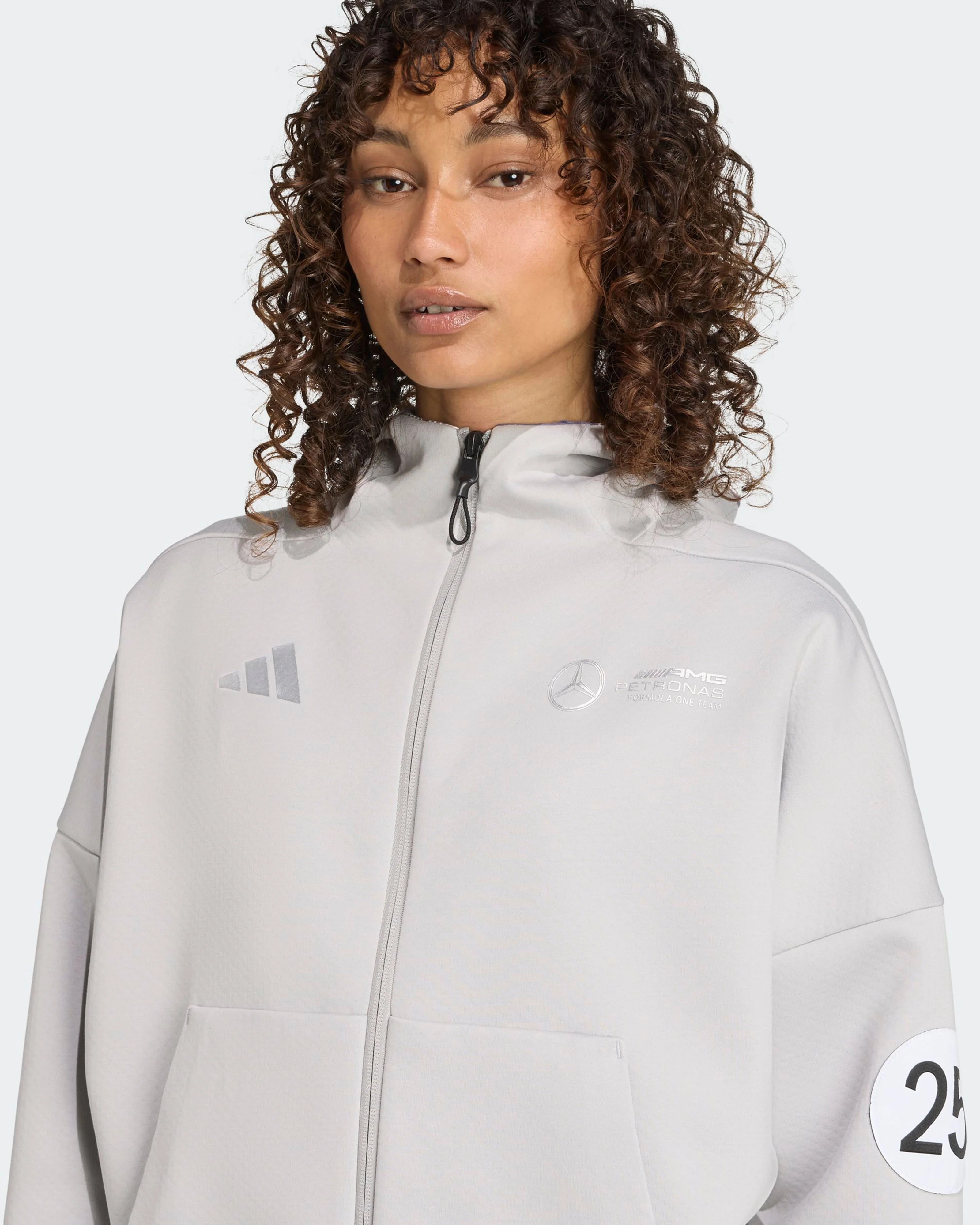 Womens Silver Arrows Full-Zip Hoody Grey - Image 4